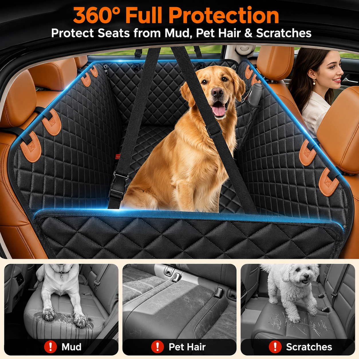 Hard Bottom Dog Car Seat Protector